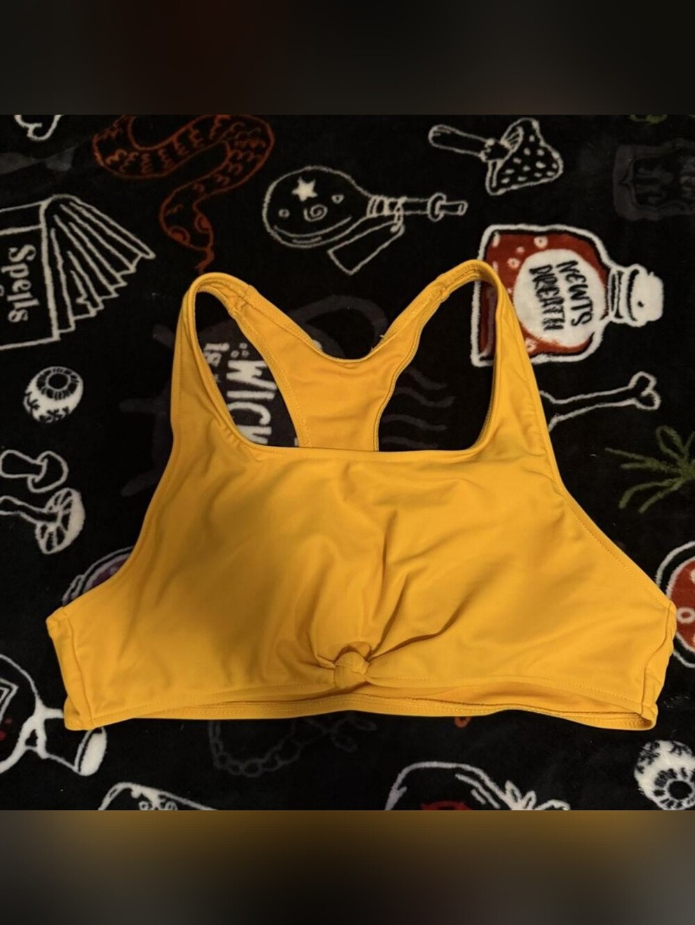 No Boundaries Yellow Racerback Bikini Top